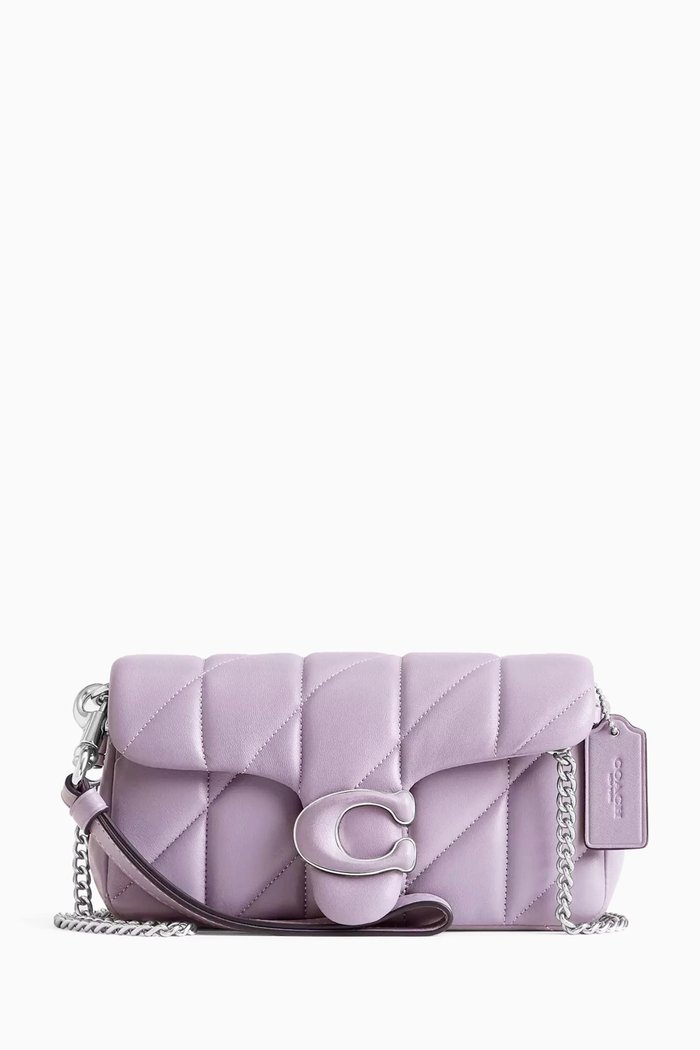 

Tabby Pillow-quilted Crossbody Wristlet in Leather, Purple