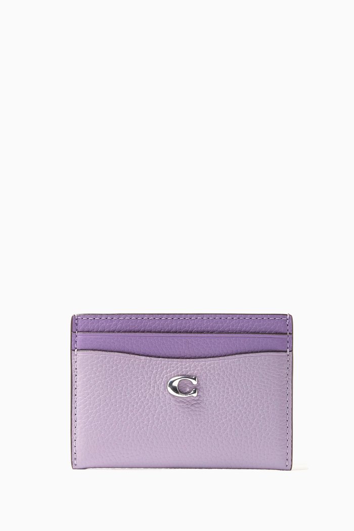 

Essential Colour-block Card Case in Leather, Purple