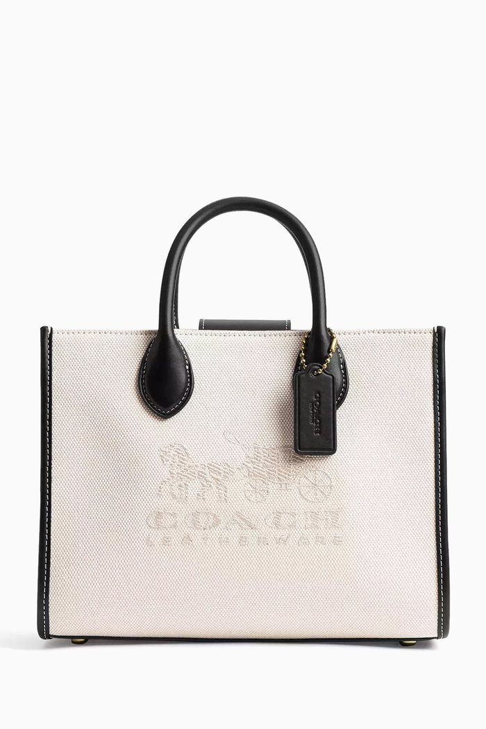 

Ace 26 Tote Bag in Canvas & Leather, Neutral