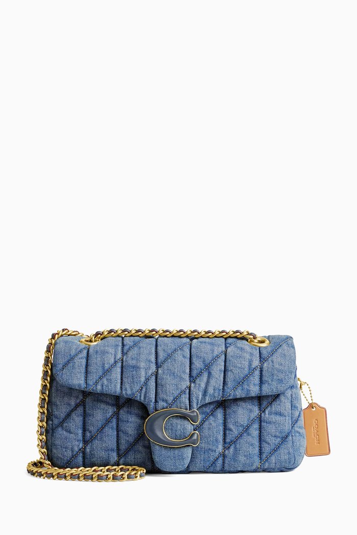 

Tabby 26 Quilted Shoulder Bag in Cotton-denim, Blue