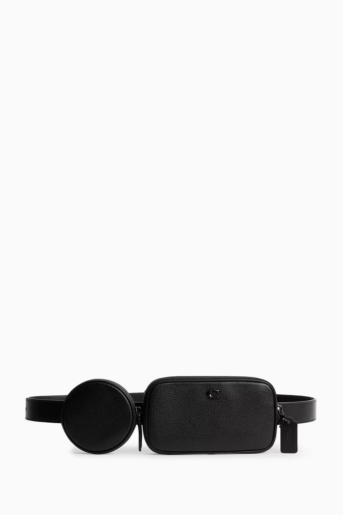 

Multi Pouch Belt Bag in Pebbled Leather, Black
