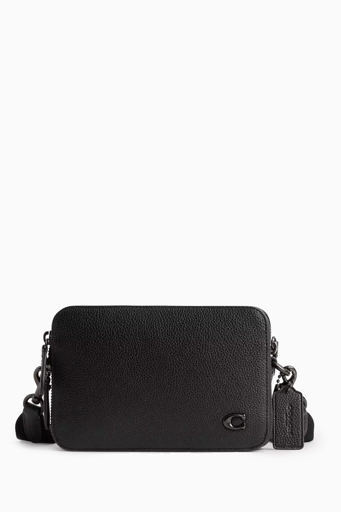 

Charter Crossbody Bag in Pebbled Leather, Black