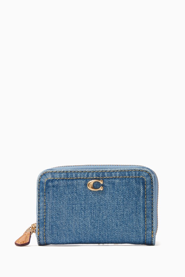

Small Essential Zip Card Case in Cotton-denim, Blue