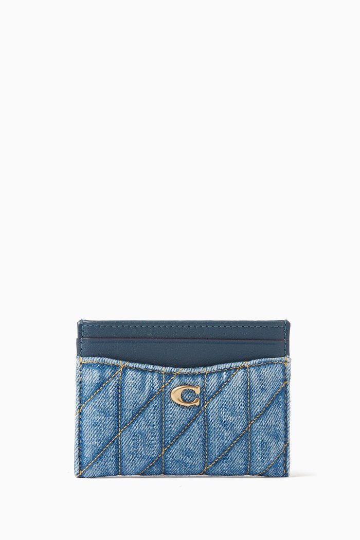 

Essential Quilted Card Case in Cotton-denim, Blue