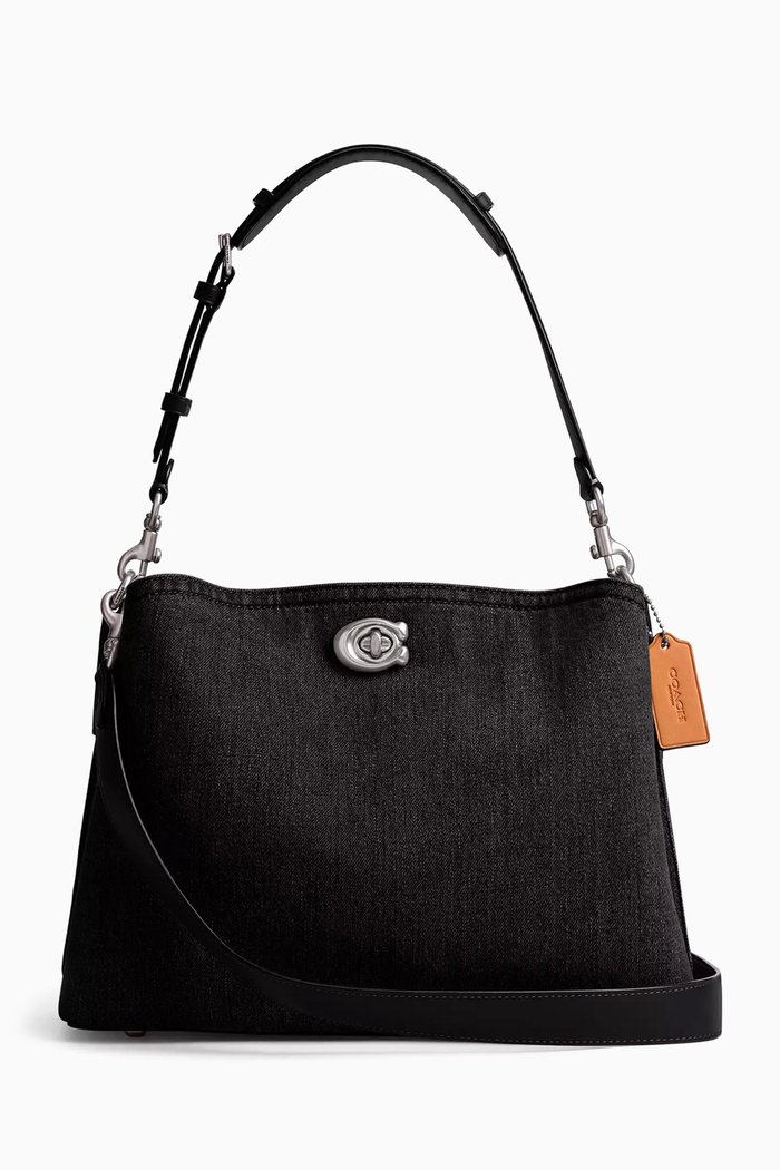 

Willow Shoulder Bag in Cotton-denim, Black