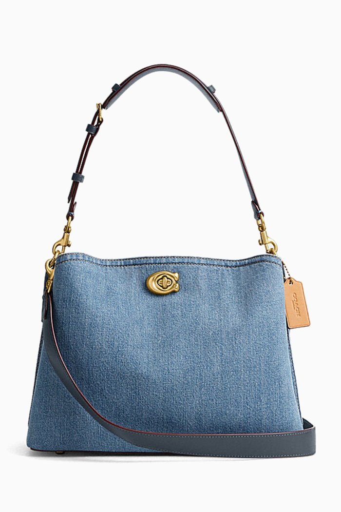 Willow Shoulder Bag in Cotton-denim, Blue