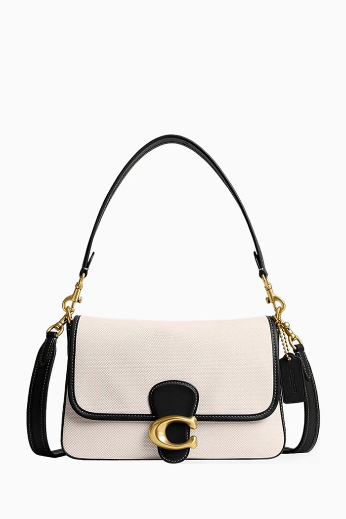 

Tabby Soft Shoulder Bag in Canvas and Leather, Neutral
