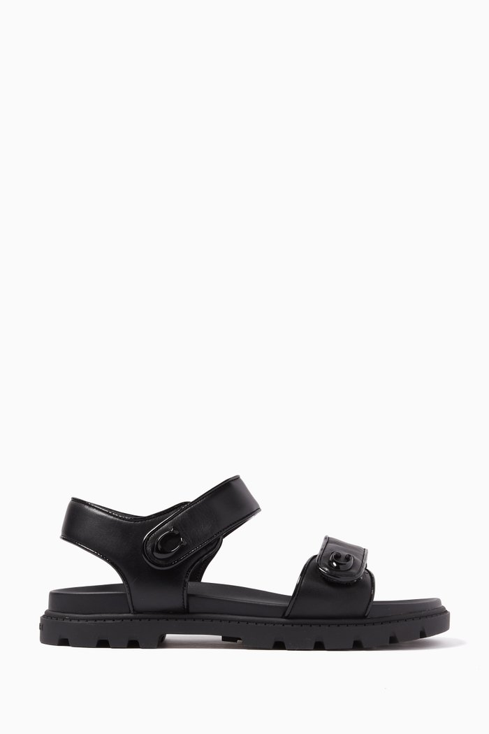 

Brynn Logo Sandals in Leather, Black