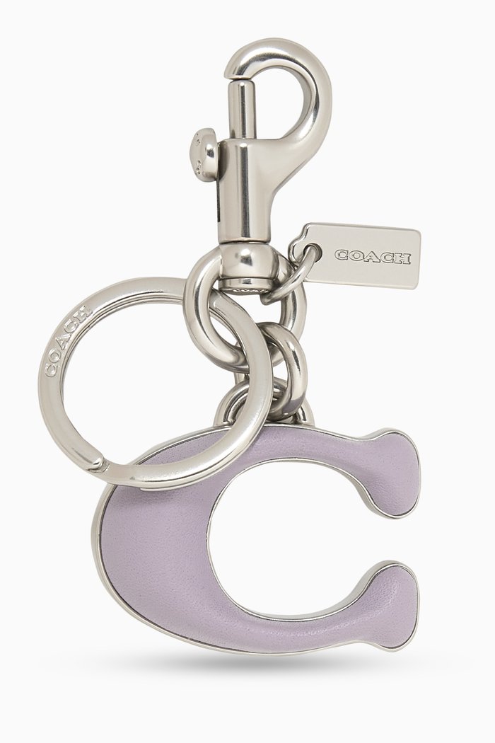 

Signature Bag Charm in Leather and Metal, Purple