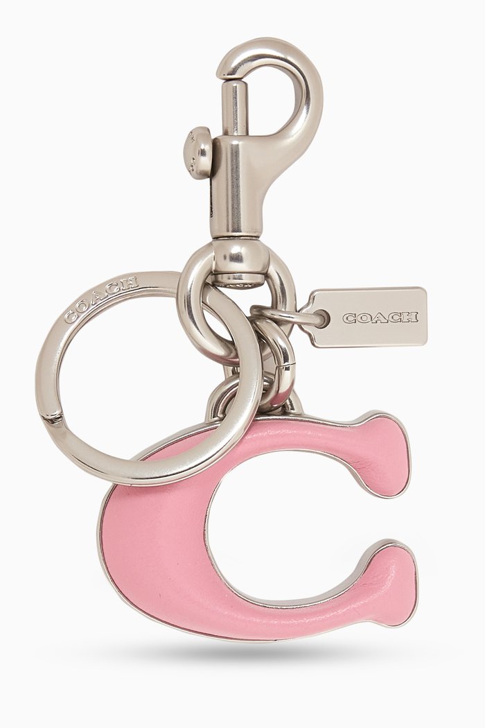 

Signature Bag Charm in Leather and Metal, Pink