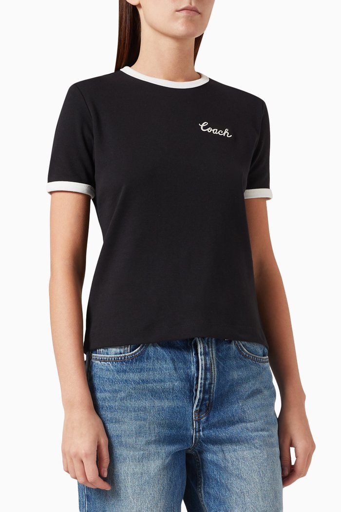 

Signature Ringer T-shirt in Cotton, Black