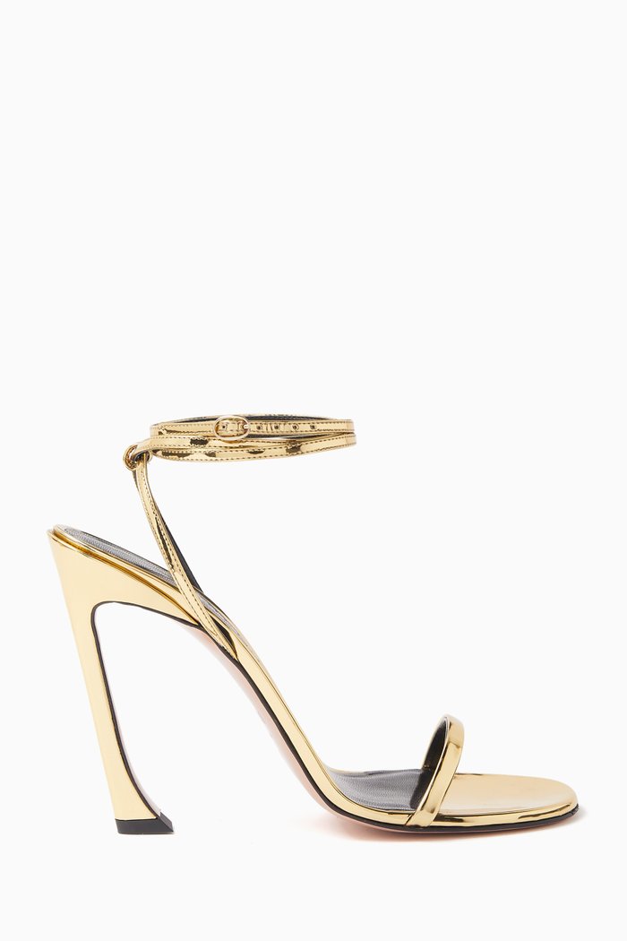

Fade Lace-Up Heel 100 Sandals in Vegan Leather, Gold