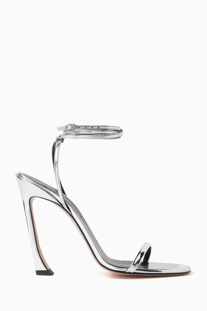 

Fade Lace-Up Heel 100 Sandals in Vegan Leather, Silver