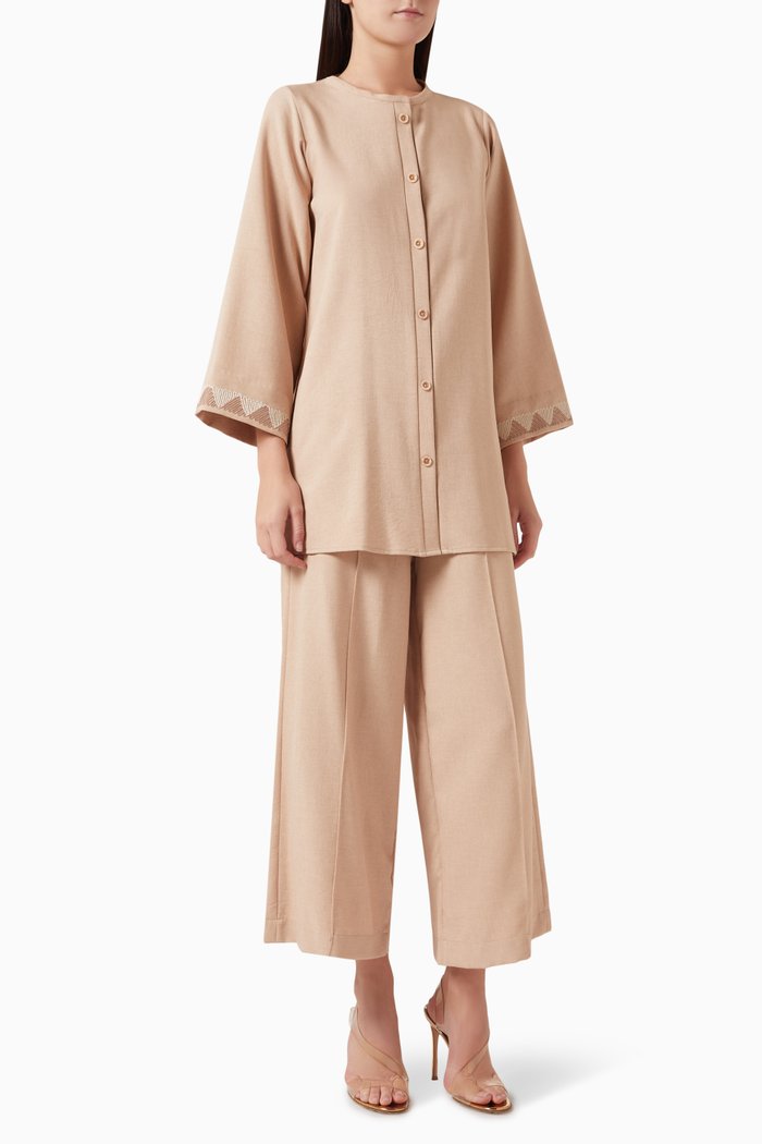 

Top & Pants Set in Cotton-linen, Pink