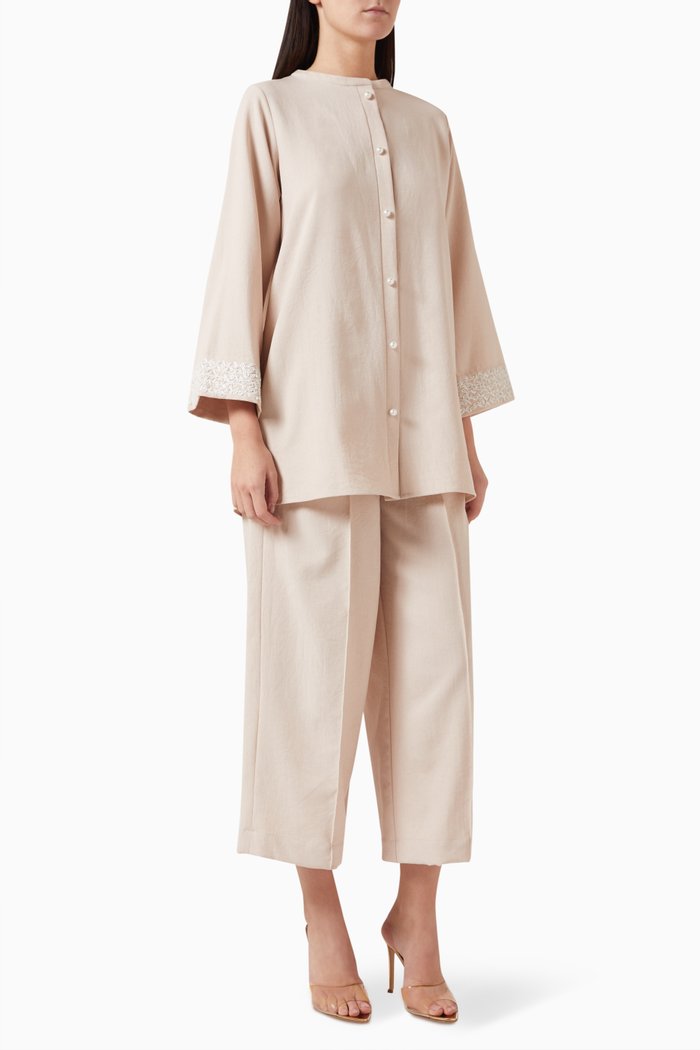 

2-piece Top & Pants Set in Cotton-linen, Pink
