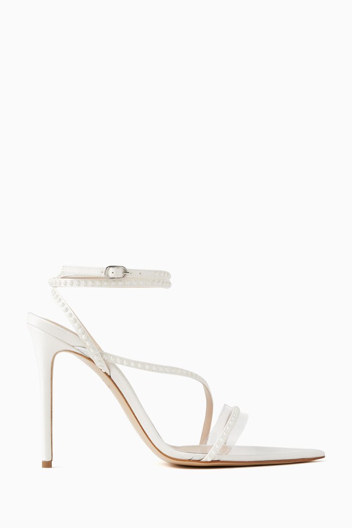

Dassy 105 Pearl-embellished Sandals in Satin & PVC, White