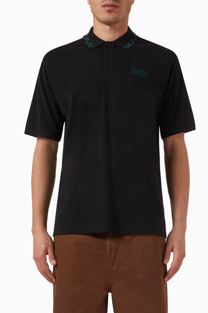 Spencer Polo Shirt in Cotton Piqué, Black