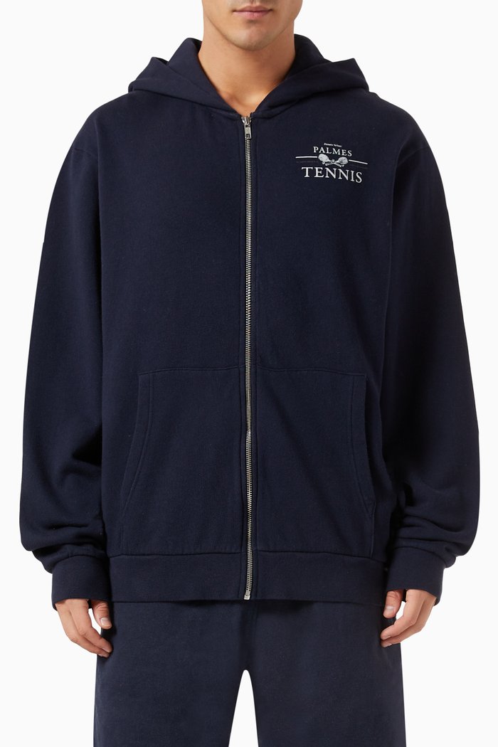 

Vichy Hooded Sweatshirt in Cotton, Blue
