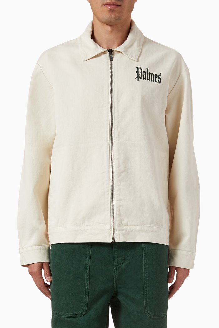 

Olde Zip Jacket in Organic-cotton Twill, Neutral