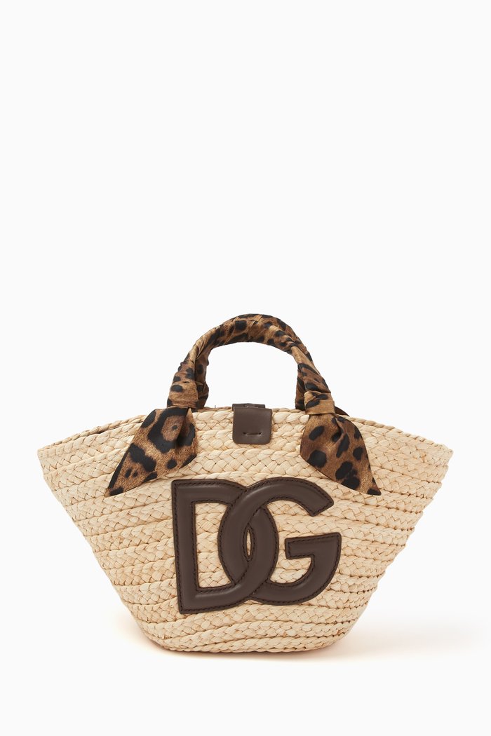 

Small Kendra DG Logo Tote Bag in Straw, Brown