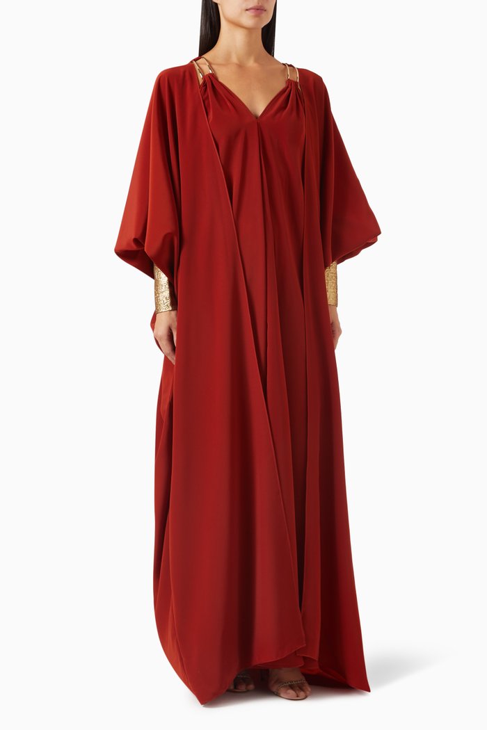 

Abaya Set in Crepe & Brocade, Brown