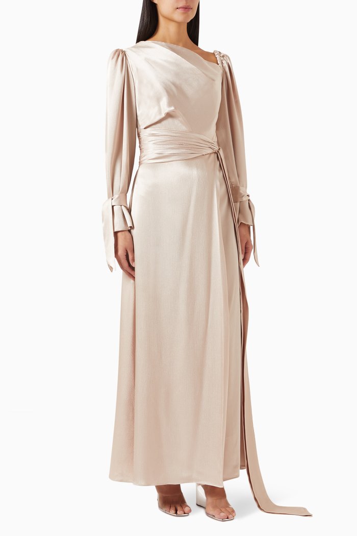 

Morgan Maxi Dress in Crepe Silk, Neutral
