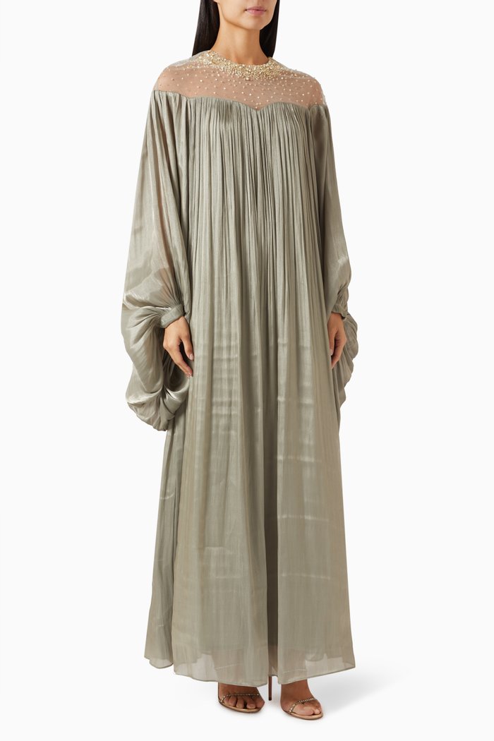 

Laura Beaded Maxi Dress in Organza & Tulle, Green