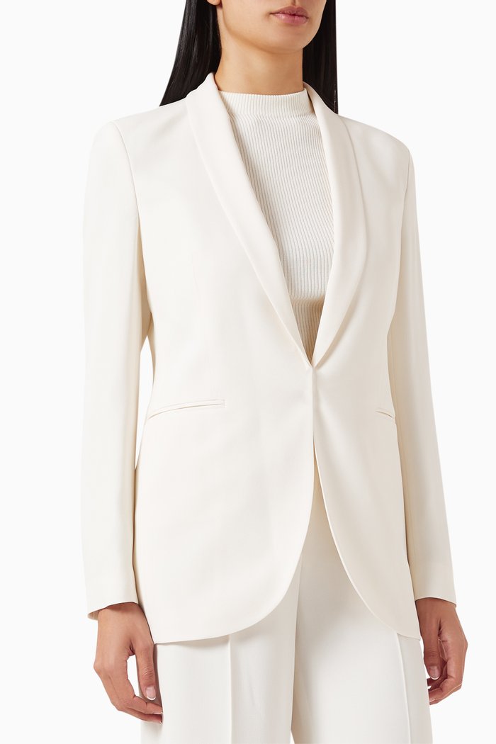 

Belted Blazer in Crepe, Neutral