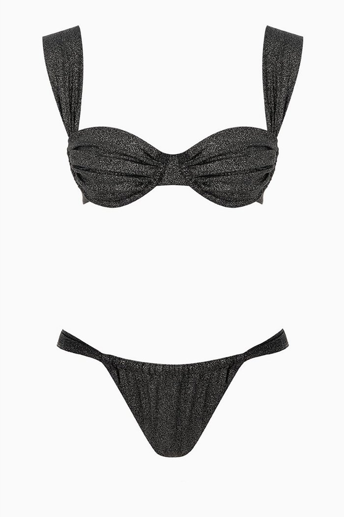 

Balconette Underwired Glitter Bikini Set in Stretch-nylon, Black