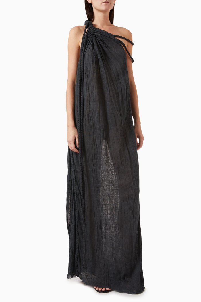 

Gia One-shoulder Gown in Cotton, Blue