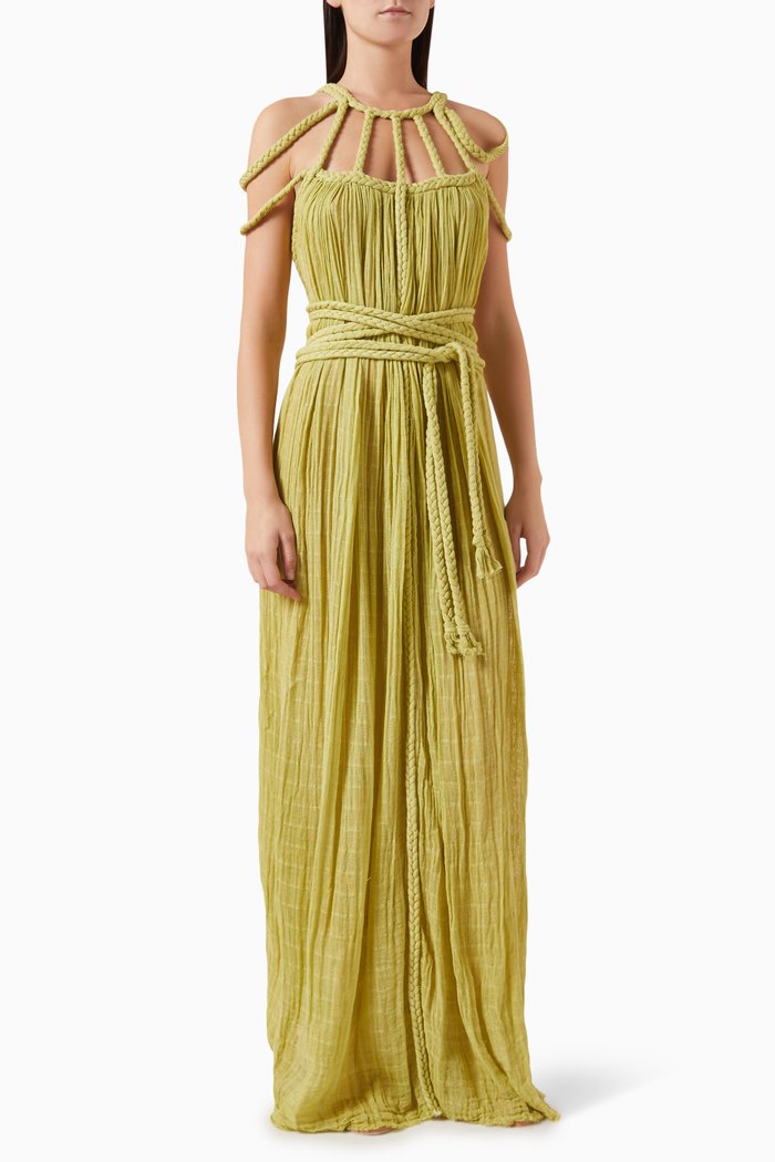 

Severyna Column Gown in Cotton, Green
