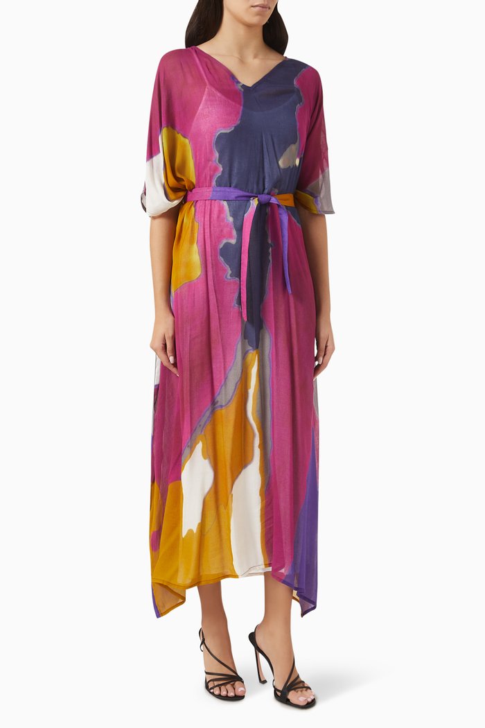 

Aquarelle Print Kaftan in Cotton-blend, Multicolour