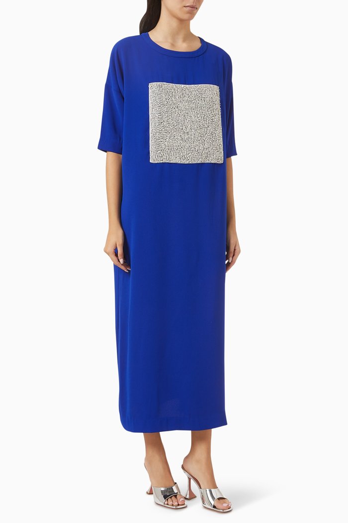 

Embellished-patch Kaftan, Blue