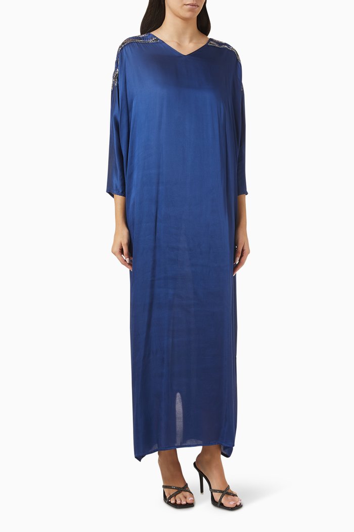 

Embellished Kaftan in Viscose, Blue