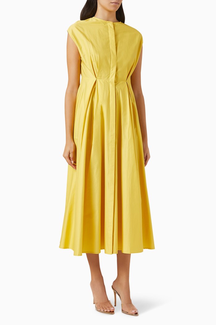 

Box-pleat Dress in Cotton, Yellow