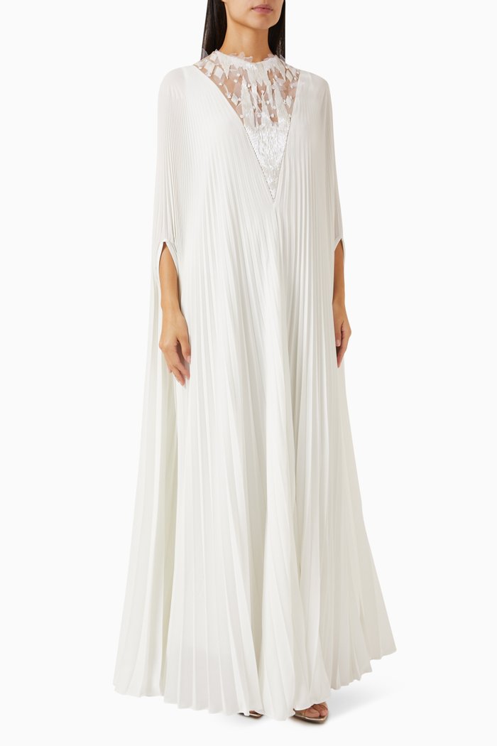 

Reema Hand-embellished Maxi Dress in Rayon, Neutral