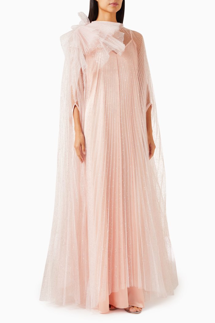

Tasha 3D Flower Maxi Dress in Crystal-tulle, Orange