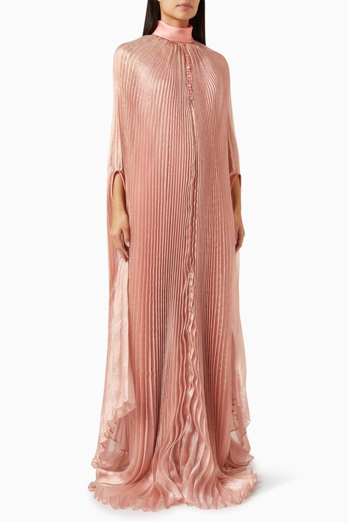

Claudia Pleated Cape Maxi Dress, Pink