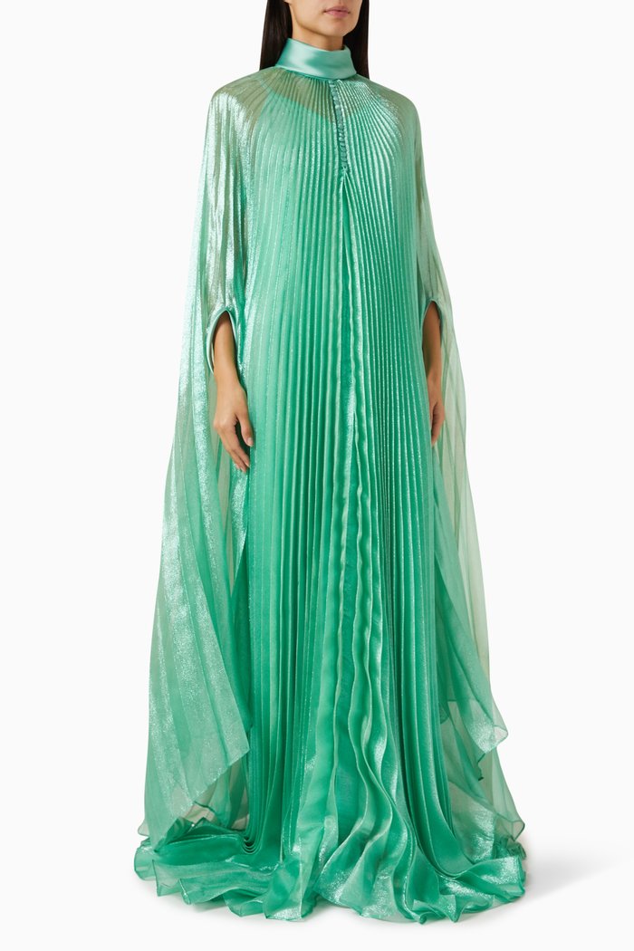 

Istella Pleated Cape Maxi Dress, Green