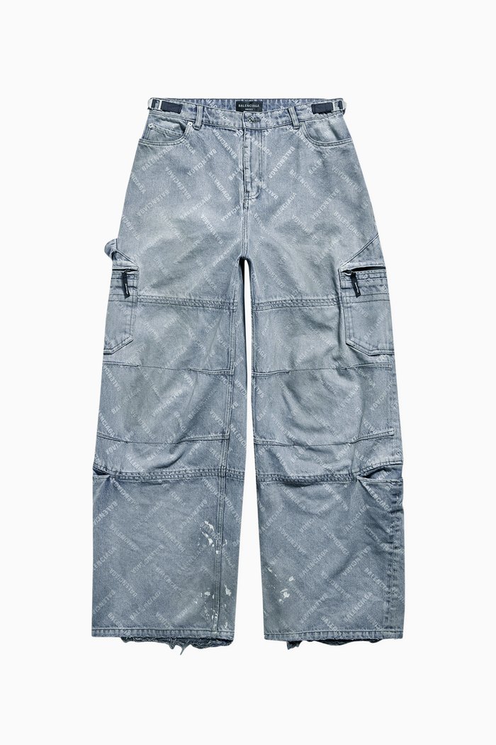 

Unisex Bal Diagonal All-over Cargo Pants in Cotton, Blue