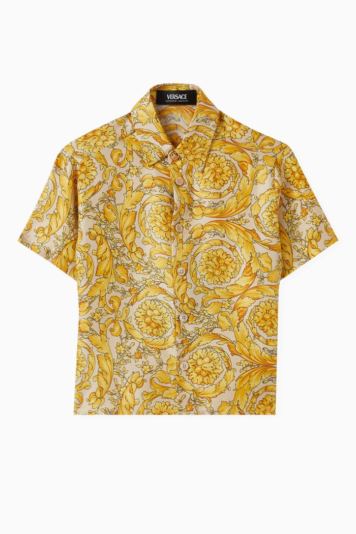 

Barocco-print Shirt in Silk-twill, Yellow