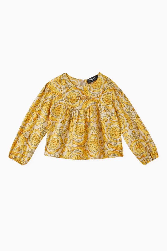 

Barocco-print Top in Silk-twill, Yellow