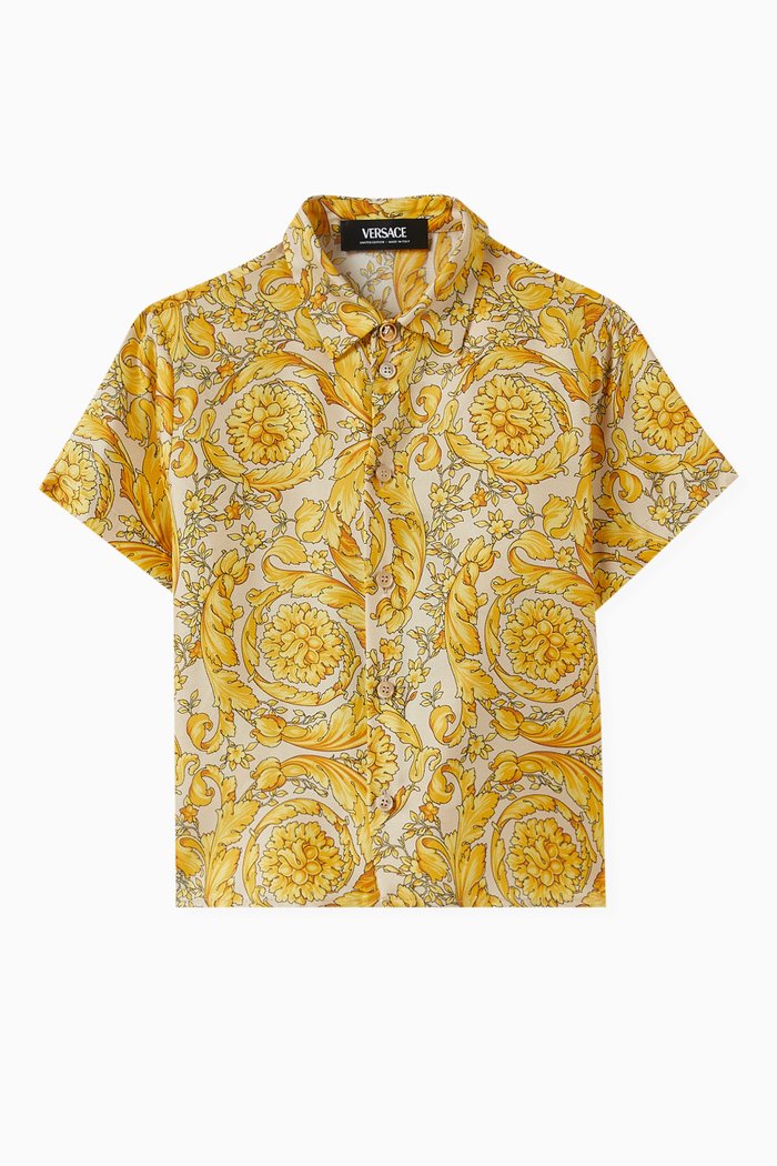 

Barocco-print Shirt in Silk-twill, Yellow
