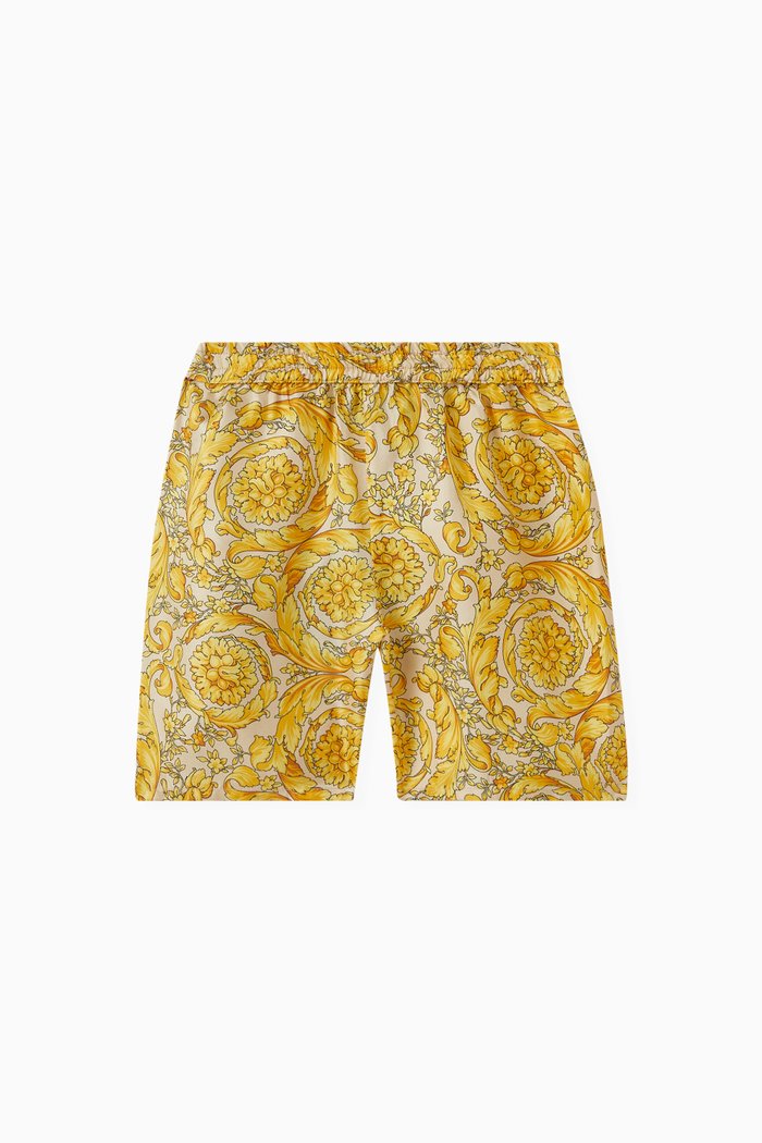 

Barocco-print Shorts in Silk-twill, Yellow