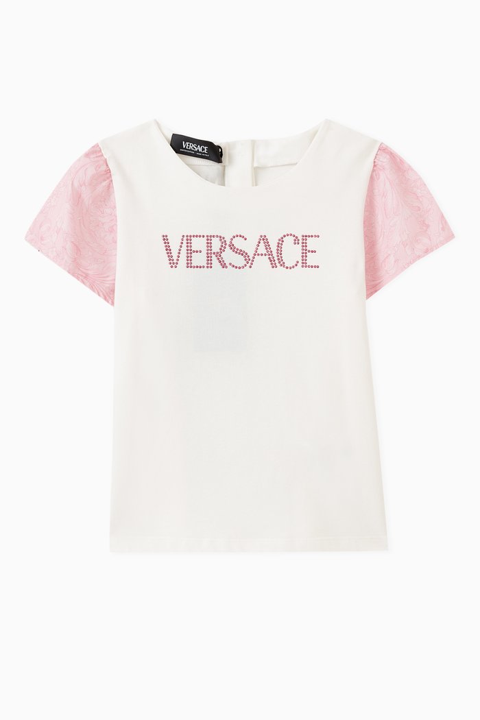 

Crystal-embellished T-shirt in Cotton, White