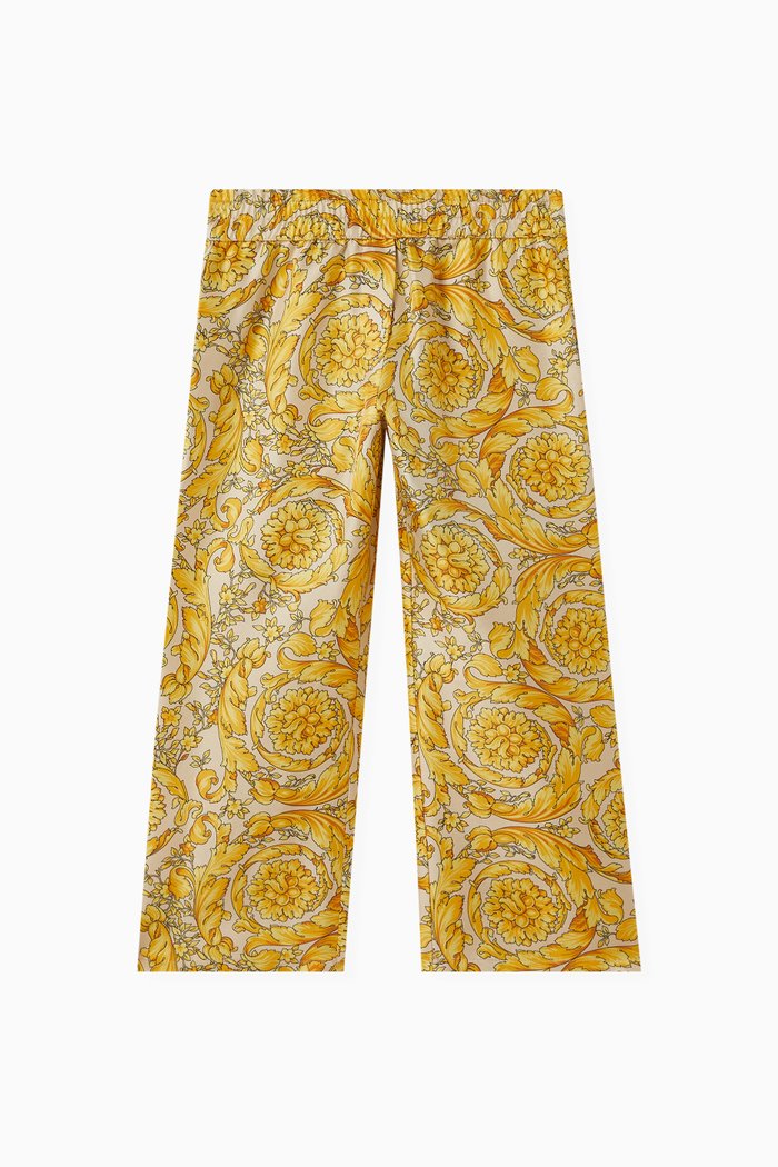 

Barocco-print Pants in Silk-twill, Yellow