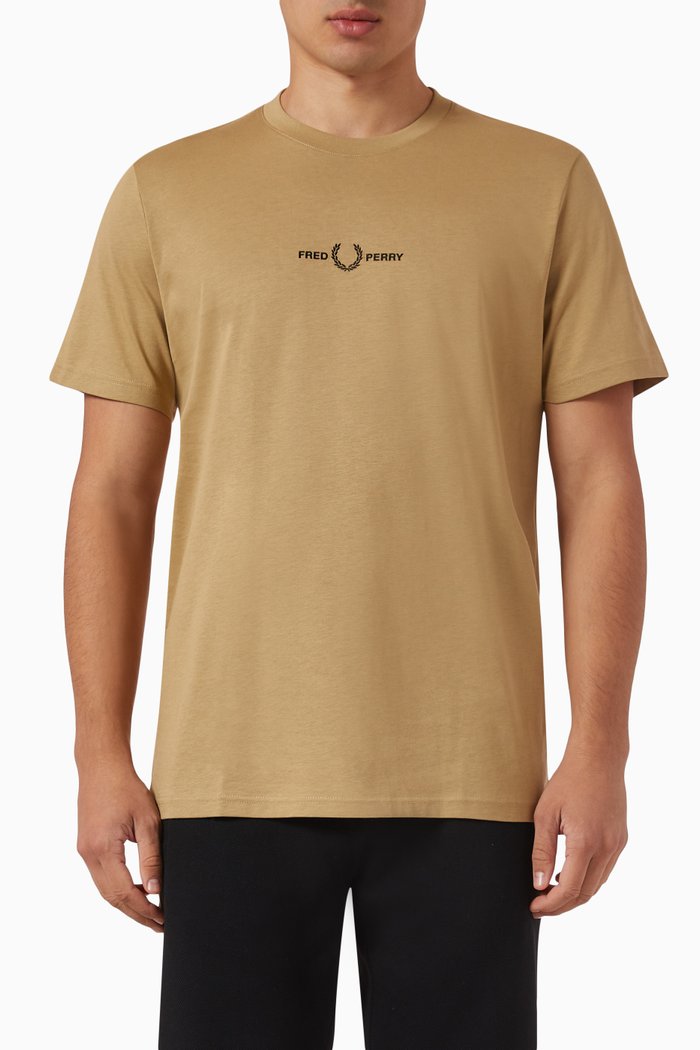 

Embroidered Logo T-Shirt in Cotton, Brown