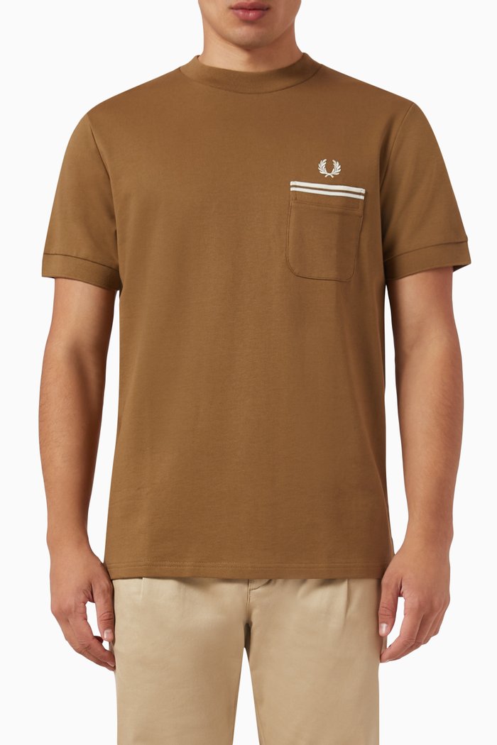 

Loopback Jersey Pocket T-Shirt in Cotton, Brown