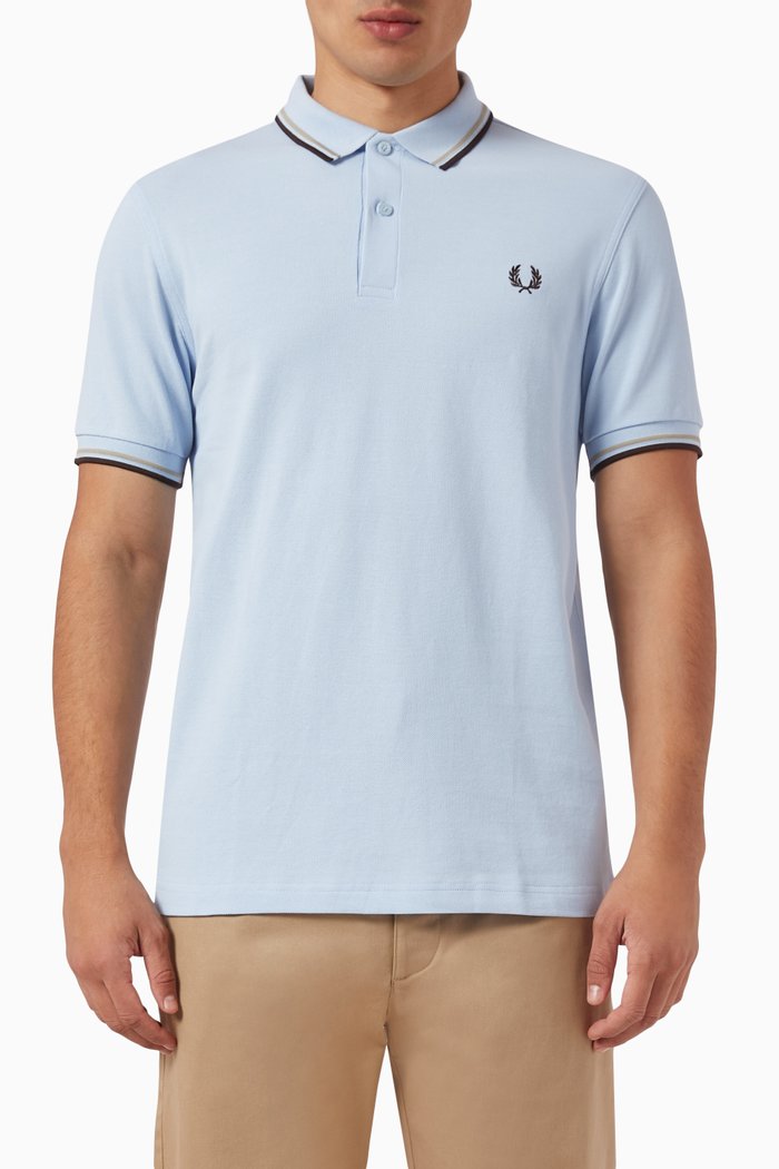 

Twin Tipped Polo Shirt in Cotton Piqué, Blue