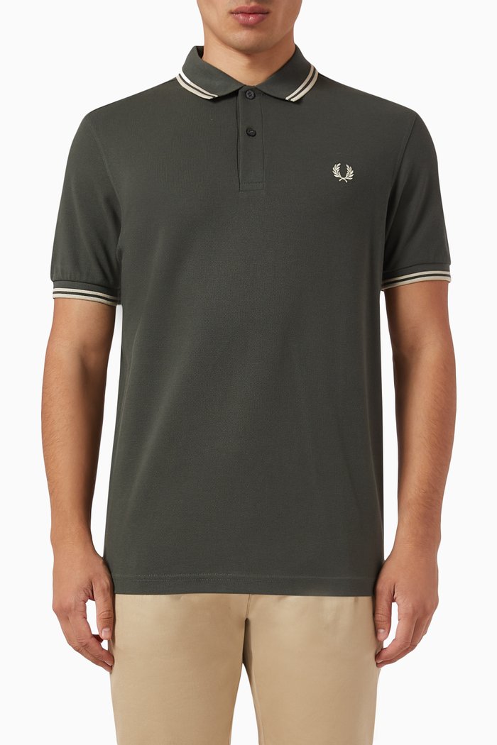 

Twin Tipped Polo Shirt in Cotton Piqué, Green